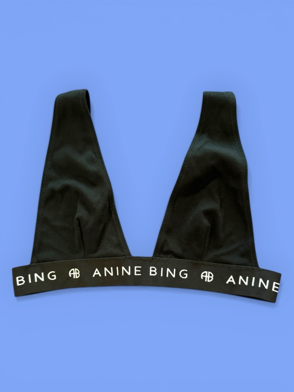 Anine Bing Black & White Lennox Triangle Wireless Bralette - Size Large NWOT